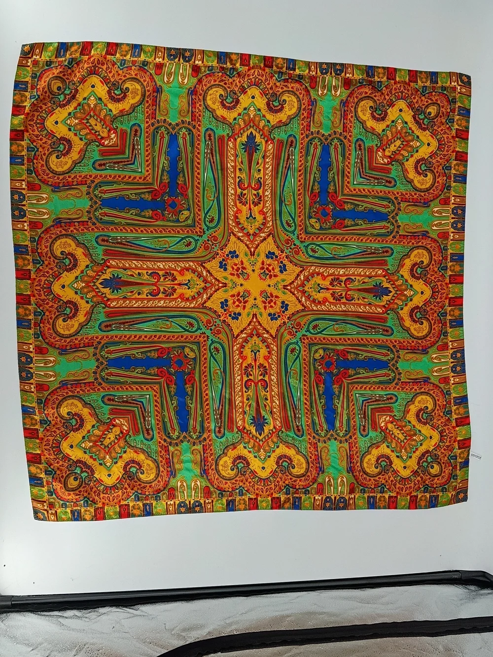 Cortciova Silk Feeling Polyester Scarf Vintage Paisley Multicolor Boho 34
